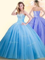 Edgy Baby Blue Sleeveless Tulle Lace Up Sweet 16 Dresses for Military Ball and Sweet 16 and Quinceanera(SKU SJQDDT824002BIZ)