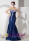 Strapless Navy Blue Column Sweetheart Floor-length Taffeta Ruch and Beading Mermaid Quinceanera Dama Dress in Wilde Argentina