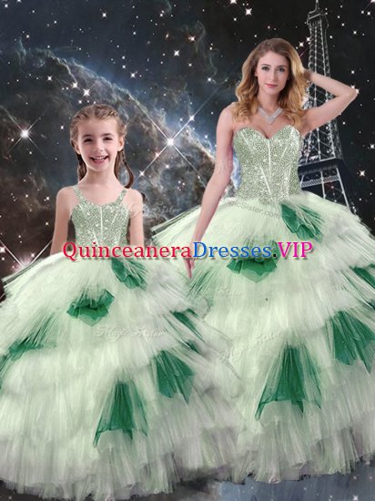 Multi-color Sweetheart Neckline Beading and Ruffled Layers Ball Gown Prom Dress Sleeveless Lace Up - Click Image to Close