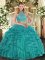 Tulle Sleeveless Floor Length Sweet 16 Quinceanera Dress and Beading and Ruffled Layers
