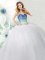 Admirable White Ball Gowns Tulle Sweetheart Sleeveless Beading Floor Length Lace Up Quinceanera Gown