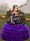 Purple Organza Straps Sleeveless Floor Length Little Girl Pageant Dress Embroidery