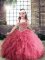 Pink Sleeveless Tulle Lace Up Girls Pageant Dresses for Party and Wedding Party