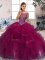 Fashionable Floor Length Fuchsia 15 Quinceanera Dress Scoop Sleeveless Zipper