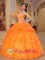 Eisenberg Appliques and Pick-ups For sweetheart Orange Quinceanera Dress With Taffeta and Organza