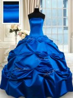 Royal Blue Lace Up Vestidos de Quinceanera Pick Ups Sleeveless Floor Length