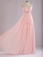 Smart Baby Pink Zipper Dama Dress Beading and Ruching Sleeveless Floor Length