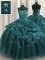 Ball Gowns 15 Quinceanera Dress Teal Sweetheart Organza Sleeveless Floor Length Lace Up