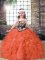 Fashion Floor Length Orange Red Kids Pageant Dress Straps Sleeveless Lace Up