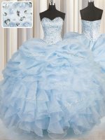Nice Organza Sweetheart Sleeveless Lace Up Beading and Ruffles Sweet 16 Dress in Light Blue(SKU PSSW0406-8BIZ)