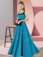 Colorful Teal Square Neckline Belt Damas Dress Sleeveless Zipper