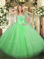 Hot Selling Ball Gowns Beading Sweet 16 Quinceanera Dress Lace Up Tulle Sleeveless Floor Length