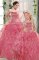Custom Fit Floor Length Rose Pink Sweet 16 Dresses Strapless Sleeveless Lace Up