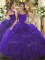 Admirable Sleeveless Organza Floor Length Lace Up 15 Quinceanera Dress in Purple with Ruffles