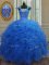 Sequins Ball Gowns Sweet 16 Dress Royal Blue Sweetheart Organza Cap Sleeves Floor Length Lace Up