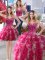 Captivating Three Piece Hot Pink Sweetheart Neckline Beading 15 Quinceanera Dress Sleeveless Lace Up