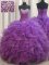 Vintage Sweetheart Sleeveless Quinceanera Gown Floor Length Beading and Ruffles Eggplant Purple Organza