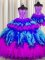 Three Piece Visible Boning Multi-color Sweetheart Neckline Beading and Ruffles and Ruffled Layers and Sequins Vestidos de Quinceanera Sleeveless Lace Up