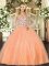 Floor Length Orange 15 Quinceanera Dress Straps Sleeveless Lace Up