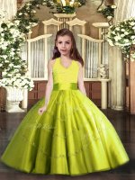 Yellow Green Sleeveless Tulle Lace Up Little Girls Pageant Gowns for Party and Wedding Party(SKU PAG1122-2BIZ)