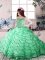 Lace Up Kids Pageant Dress Apple Green for Party and Wedding Party with Beading and Ruffled Layers Court Train