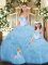 Ideal Blue 15 Quinceanera Dress Sweet 16 and Quinceanera with Beading and Ruffles Sweetheart Sleeveless Lace Up