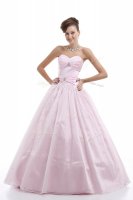 Sweetheart Sleeveless Ball Gown Prom Dress Floor Length Beading Pink Organza
