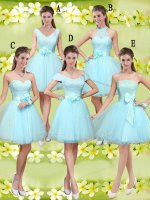 Aqua Blue Sleeveless Tulle Lace Up Damas Dress for Prom and Party