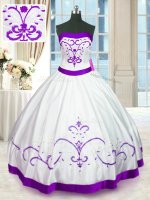 Latest Beading and Embroidery Quinceanera Gowns White Lace Up Sleeveless Floor Length