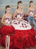 Floor Length Three Pieces Sleeveless White And Red Sweet 16 Dress Lace Up(SKU SJQDDT2146007ABIZ)