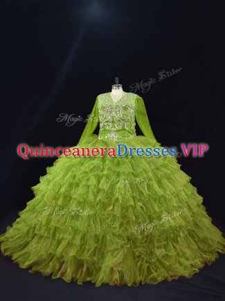 Sexy Long Sleeves Ruffled Layers Lace Up Quinceanera Gown