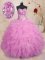 Lilac 15 Quinceanera Dress Military Ball and Sweet 16 and Quinceanera with Beading and Ruffles Sweetheart Sleeveless Lace Up