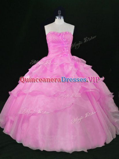 Attractive Sweetheart Sleeveless Quinceanera Gown Floor Length Hand Made Flower Lilac Organza - Click Image to Close