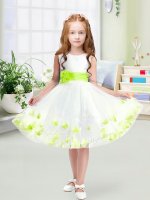 Scoop Sleeveless Tulle Little Girls Pageant Gowns Appliques and Belt Zipper