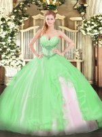 Custom Designed Sleeveless Floor Length Beading and Ruffles Lace Up Sweet 16 Quinceanera Dress