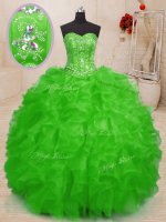 Sleeveless Beading and Ruffles Floor Length Vestidos de Quinceanera