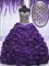 Eggplant Purple Ball Gowns Sweetheart Sleeveless Taffeta Floor Length Lace Up Beading and Sequins and Pick Ups Quinceanera Dresses