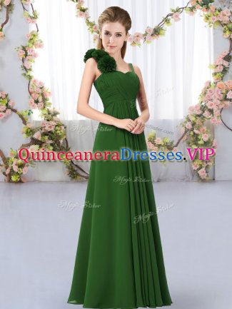 Free and Easy Sleeveless Lace Up Floor Length Hand Made Flower Dama Dress for Quinceanera