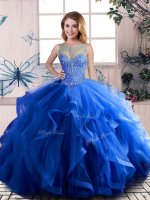 Enchanting Floor Length Ball Gowns Sleeveless Royal Blue 15 Quinceanera Dress Lace Up