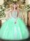 Adorable Apple Green Scoop Zipper Beading and Ruffles Sweet 16 Quinceanera Dress Sleeveless