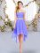 Lavender Sleeveless High Low Belt Lace Up Quinceanera Court Dresses