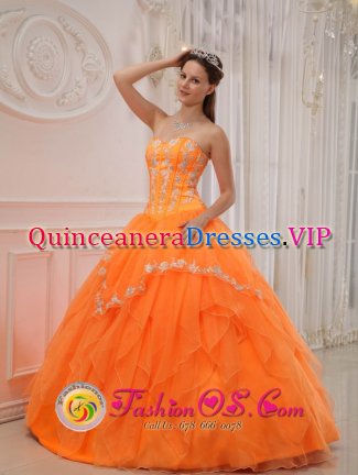 Luxurious Quinceanera Dress With Sweetheart Organza Appliques Bodice And Ruffles Ball Gown In Hillsboro North Dakota/ND