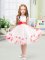 White Tulle Zipper Scoop Sleeveless Knee Length Little Girls Pageant Gowns Appliques and Belt
