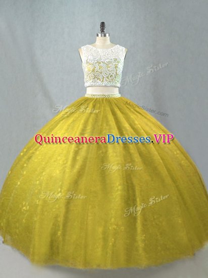 Floor Length Two Pieces Sleeveless Olive Green 15th Birthday Dress Zipper - Click Image to Close