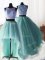 Three Piece Scoop Sleeveless Brush Train Zipper 15 Quinceanera Dress Apple Green Organza and Tulle and Lace