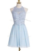 Knee Length Lace Up Dama Dress for Quinceanera Light Blue for Prom and Party and Wedding Party with Appliques(SKU SWBD159-1BIZ)