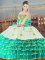 Sleeveless Floor Length Beading and Ruffled Layers Lace Up Sweet 16 Quinceanera Dress with Aqua Blue