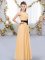 Fabulous Orange Sleeveless Belt Floor Length Quinceanera Court Dresses