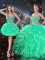 Turquoise Sweetheart Neckline Beading and Ruffles Ball Gown Prom Dress Sleeveless Lace Up
