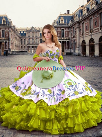 Most Popular Sweetheart Sleeveless Lace Up Quinceanera Dress Olive Green Organza - Click Image to Close